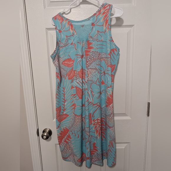 Columbia Women's XL, Midway Bay Sheath Dress, PFG Performance, Teal/Coral - Picture 2 of 4